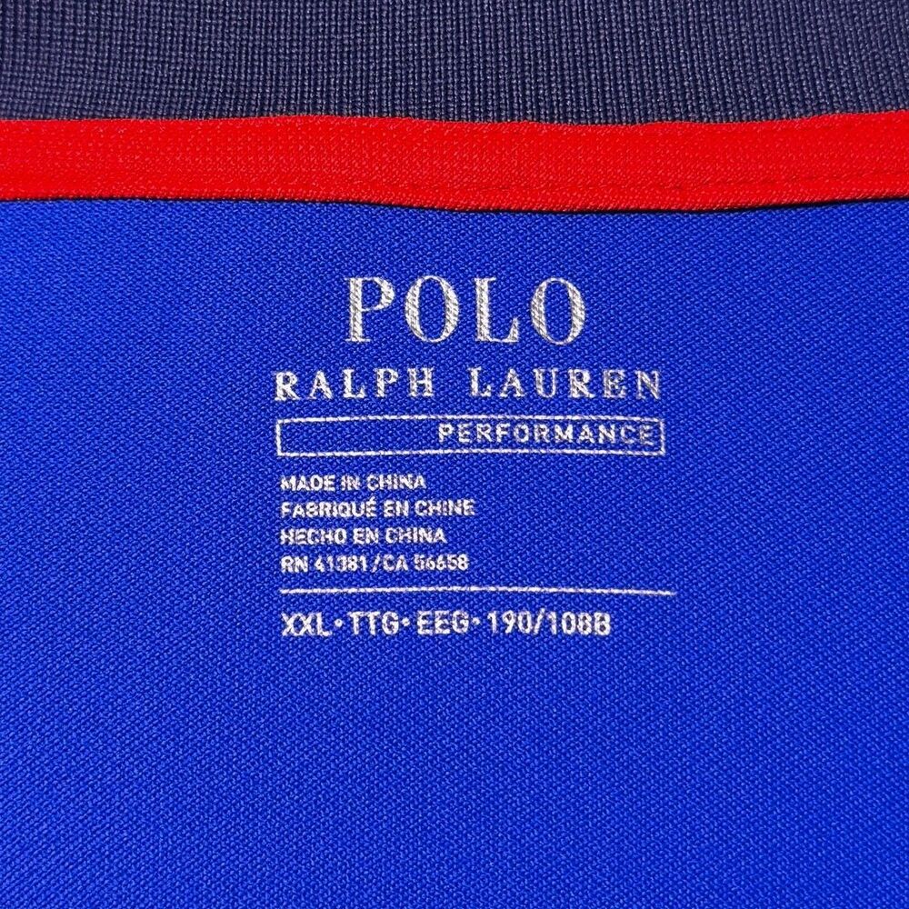 Polo Ralph Lauren Mens XXL Blue White Colorblock Performance Polo Shirt Big Pony - Picture 3 of 7